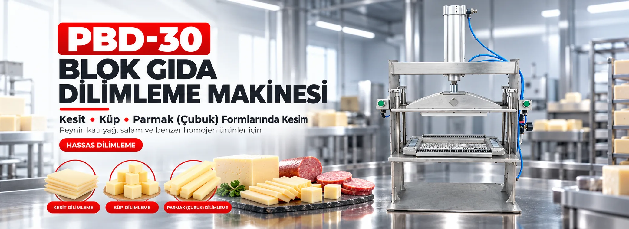 PBD 30 Block Food Slicing Machine and the products it cuts
